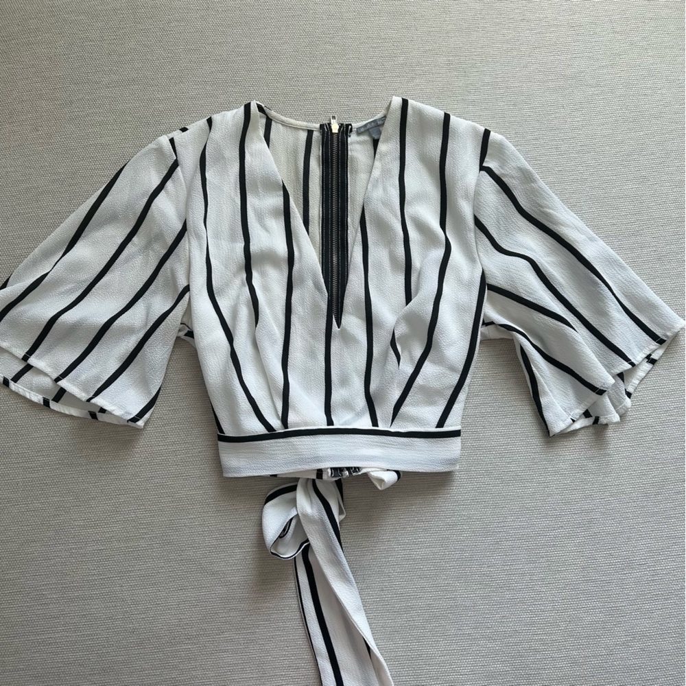 F21 Cropped Striped Blouse